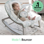 Keep Cozy Baby Bouncer 3-in-1 infant seat and toddler rocker in spruce color with plush bunny toy