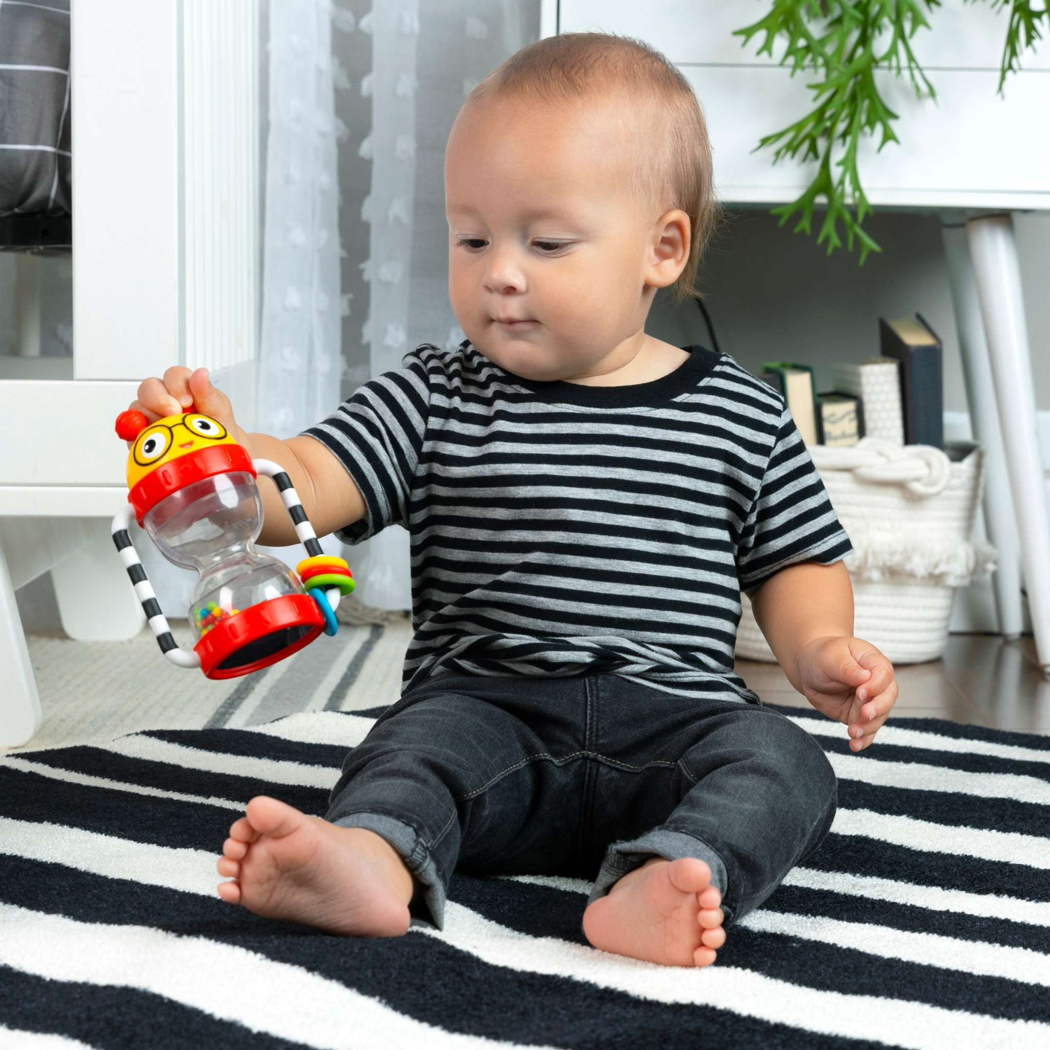 Baby Sensory Rattle with Mirror and 5 Features