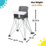 Bright Starts Pop ' Dine Portable High Chair, Indoor/Outdoor, Grey