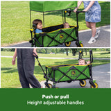 Bright Starts John Deere Pop 'N Ride Wagon with Sun Canopy, Green & Yellow