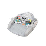 Learn-to-Sit 2-Position Seat in heather gray with cushioned support and removable toys for babies 4-12 months