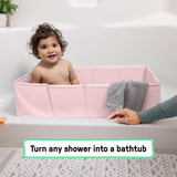 Ingenuity Tuckaway Toddler Tub, Converts Shower to Tub, Folds to Store, 12M-5Y - Pink