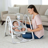 Ingenuity ConvertMe Swing-2-Seat portable baby swing and seat with plush bear toy and foldable design