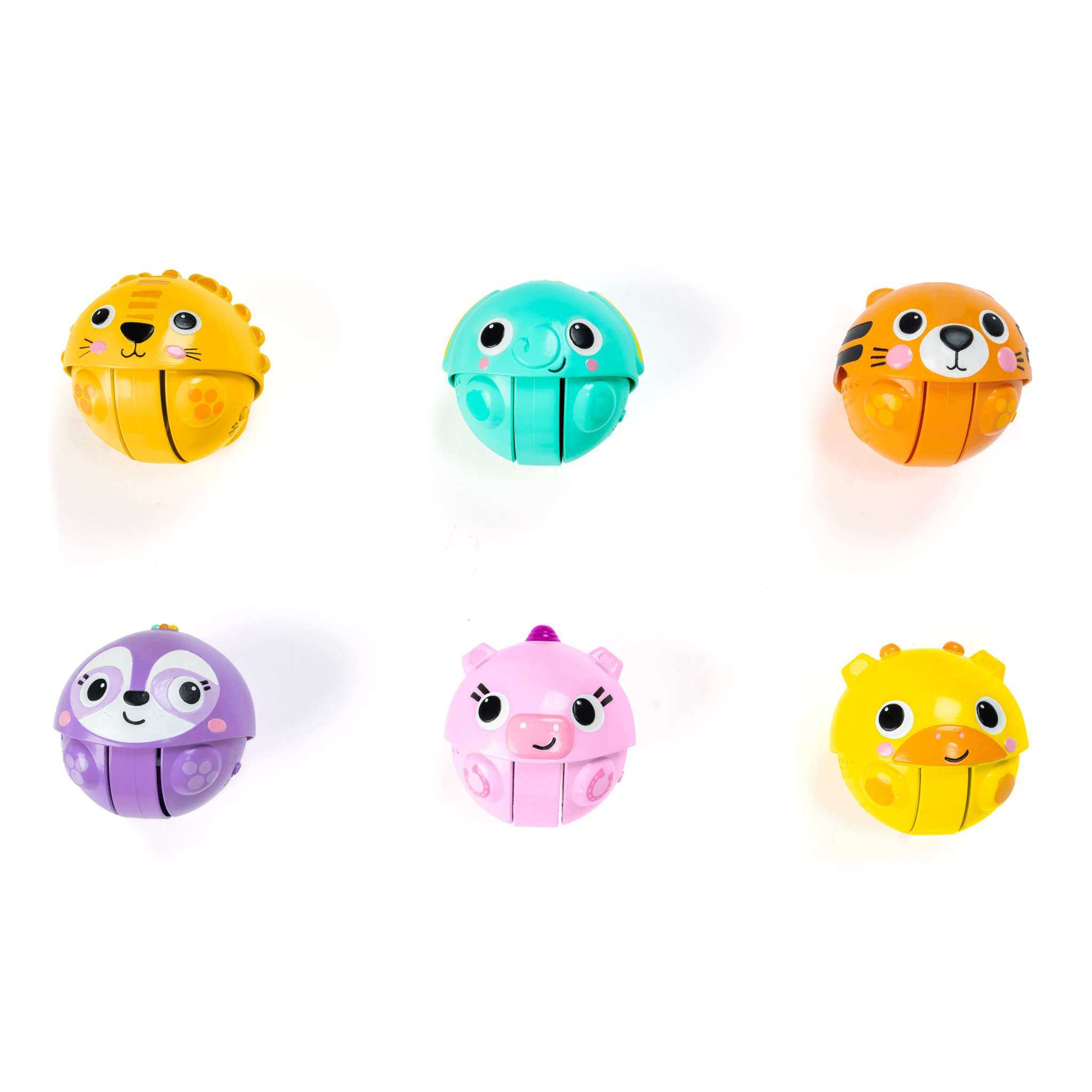 Bright Starts Giggables Roll & Chase Pals 6-pack baby toys with animal characters