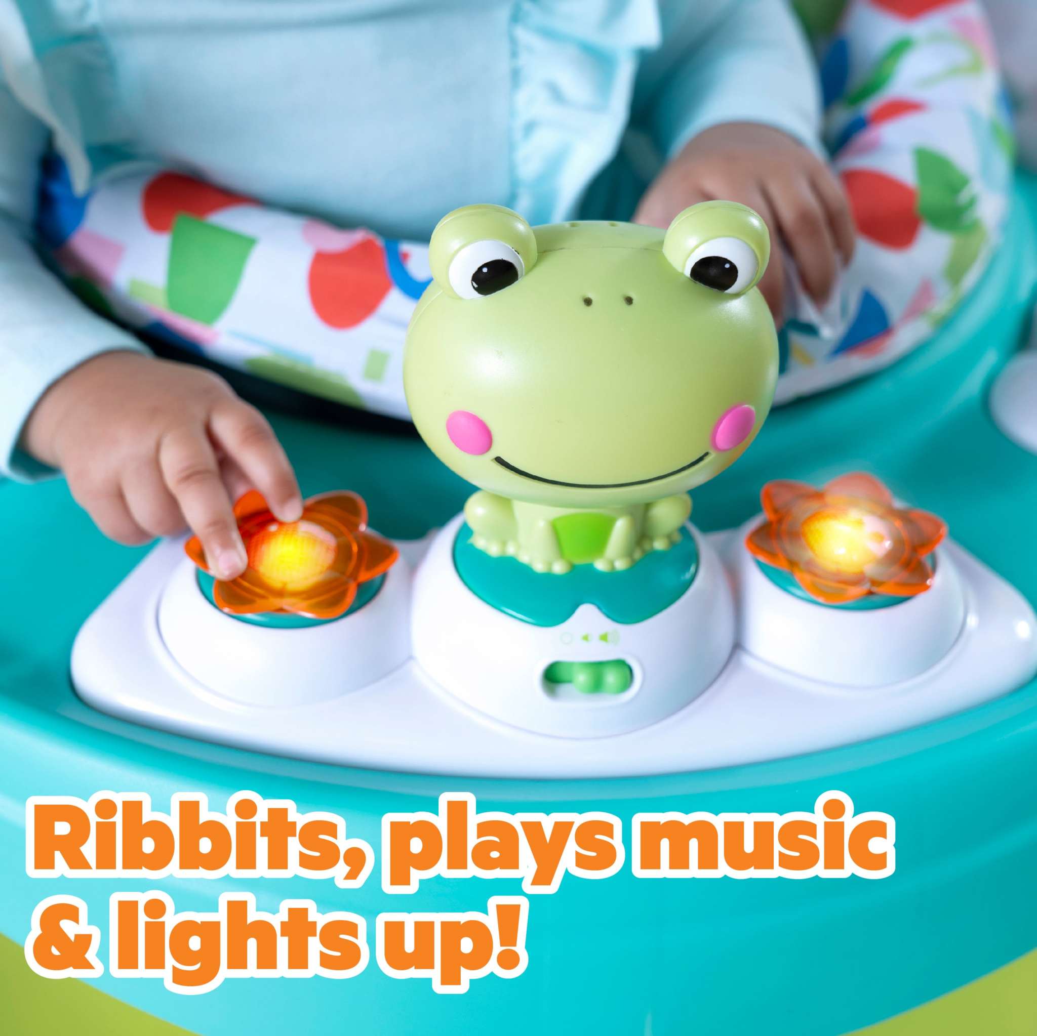Bright Starts Bounce Bounce Baby 2-in-1 Activity Jumper and Table with interactive pond-themed toys and adjustable bouncy pad