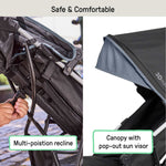 Lightweight Ingenuity 3D Mini Convenience Stroller in slate with storage basket