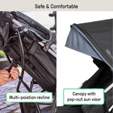 Lightweight Ingenuity 3D Mini Convenience Stroller in slate with storage basket