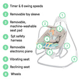 Ingenuity 4-in-1 baby swing and rocker with piano playtime