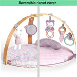 Ingenuity Cozy Spot reversible duvet activity gym with plush mat and wooden toy bar