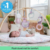 Ingenuity Cozy Spot reversible duvet activity gym with plush mat and wooden toy bar