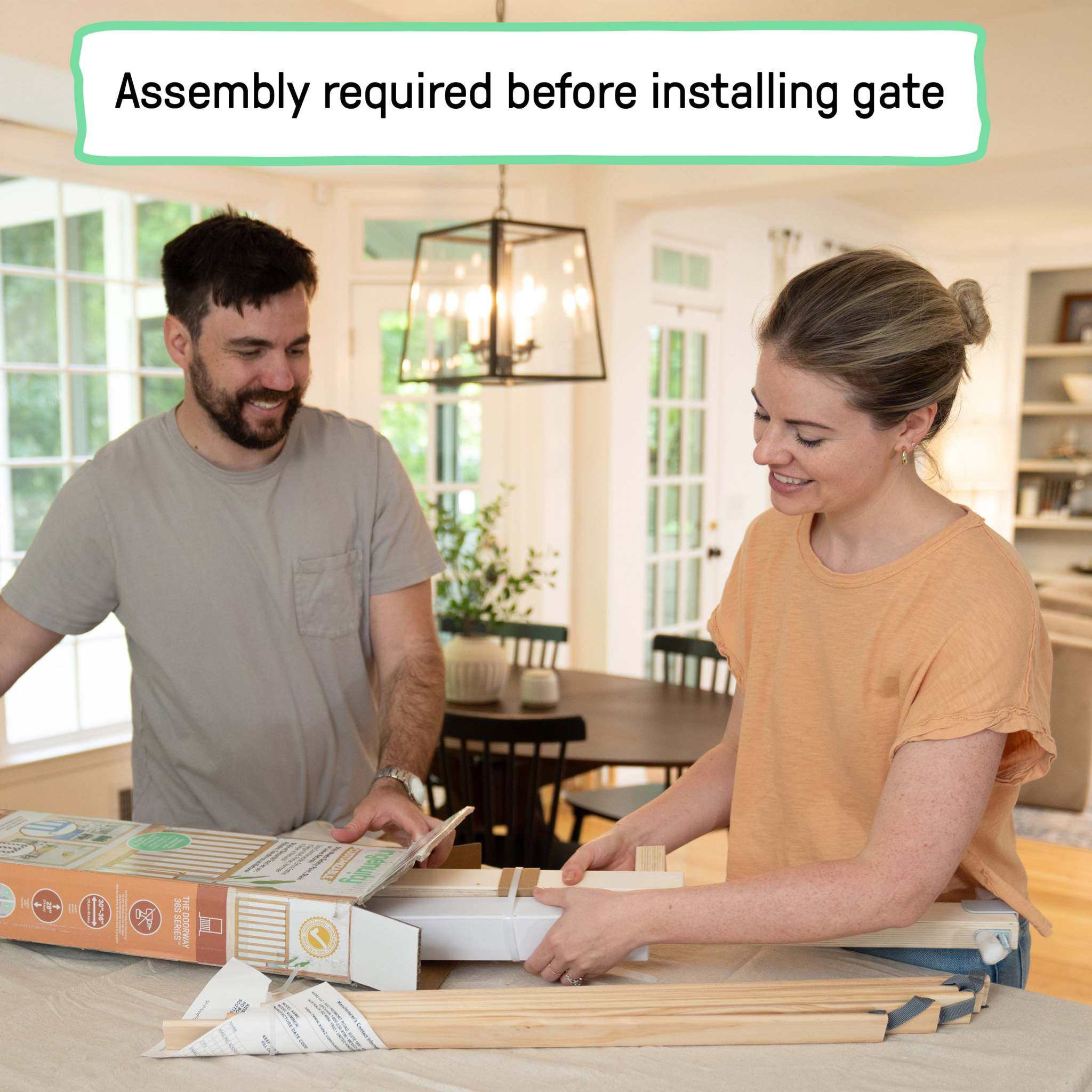 Ingenuity Doorway 36S Series customizable wooden baby gate in doorway