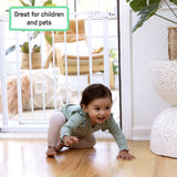 Ingenuity The Doorway 37W Series safety gate with quad cam-lock in white metal finish