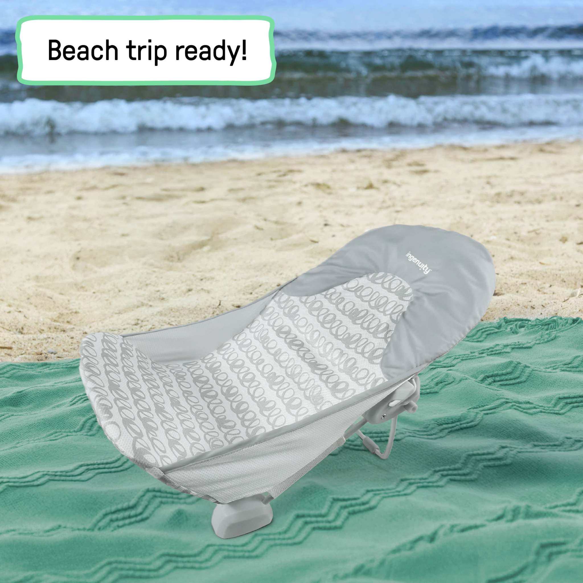 Ingenuity FoldAway 2-position baby bather with mesh sling and foldable design