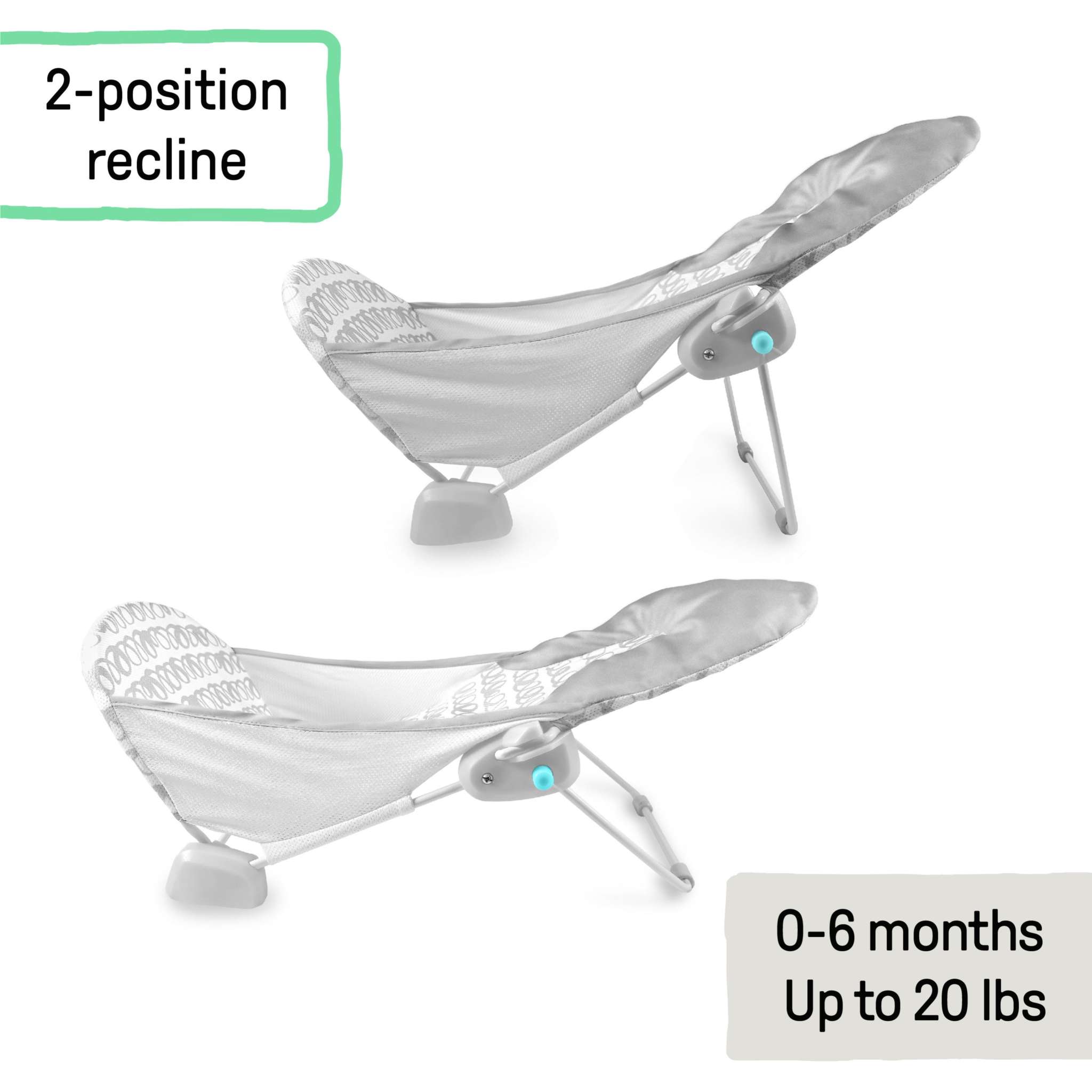 Ingenuity FoldAway 2-Position Baby Bather with mesh sling and headrest