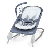 Ingenuity Happy Belly Rock-to-Bounce massage baby seat in blue chambray