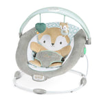 Ingenuity InLighten baby bouncer seat with light-up toy bar and plush fox bolster