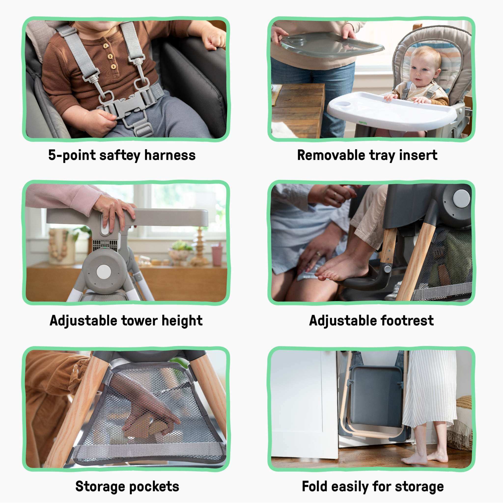 Ingenuity Proper Positioner Create Up multi-mode folding high chair for infants and toddlers
