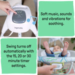Ingenuity SimpleComfort Multi-Direction Compact Baby Swing with plush toys