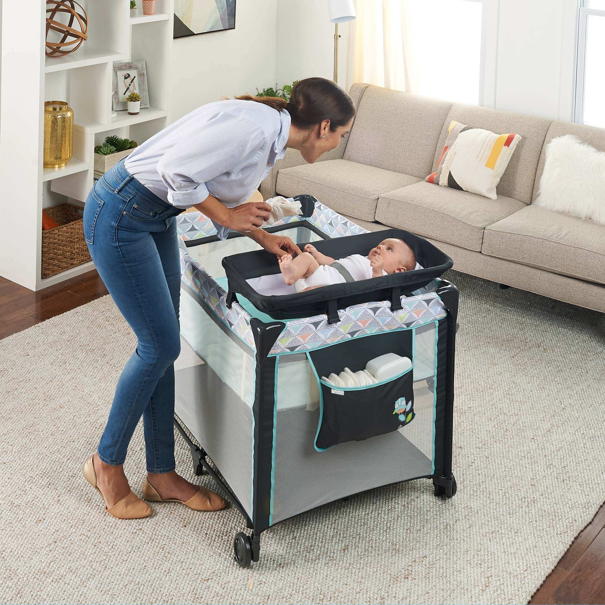 Ingenuity Smart and Simple Travel Cot with bassinet and changing table