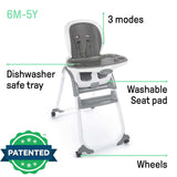 Ingenuity SmartClean Trio Elite 3-in-1 convertible high chair in gray