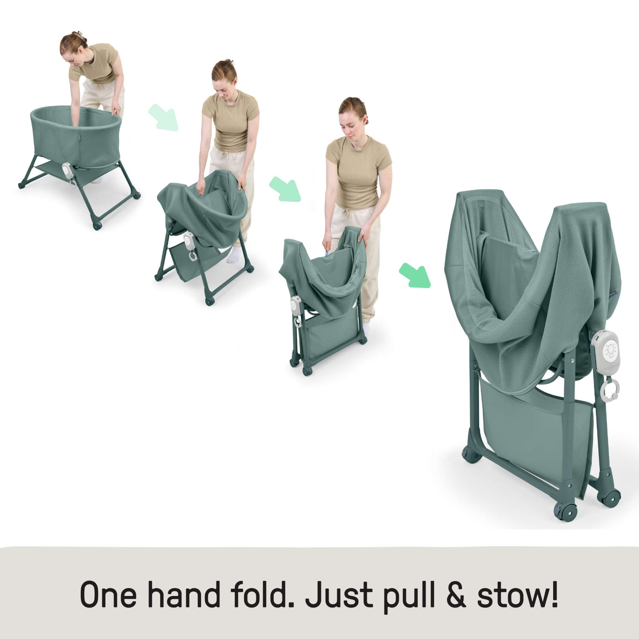 Ingenuity Snooze & Stow folding bassinet with sound, light, and vibration