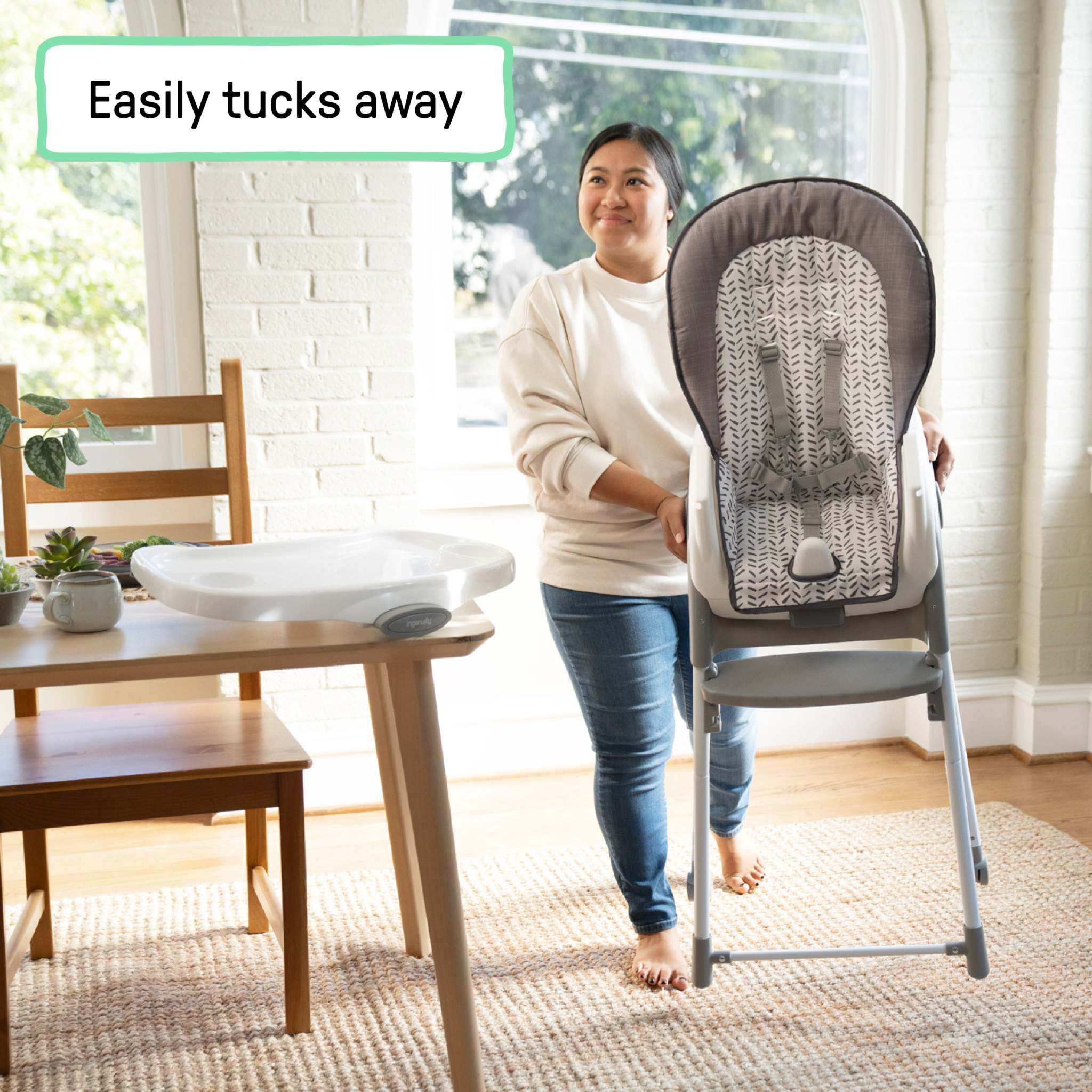 Ingenuity Trio Foldaway foldable 6-in-1 baby high chair with adjustable footrest and removable tray
