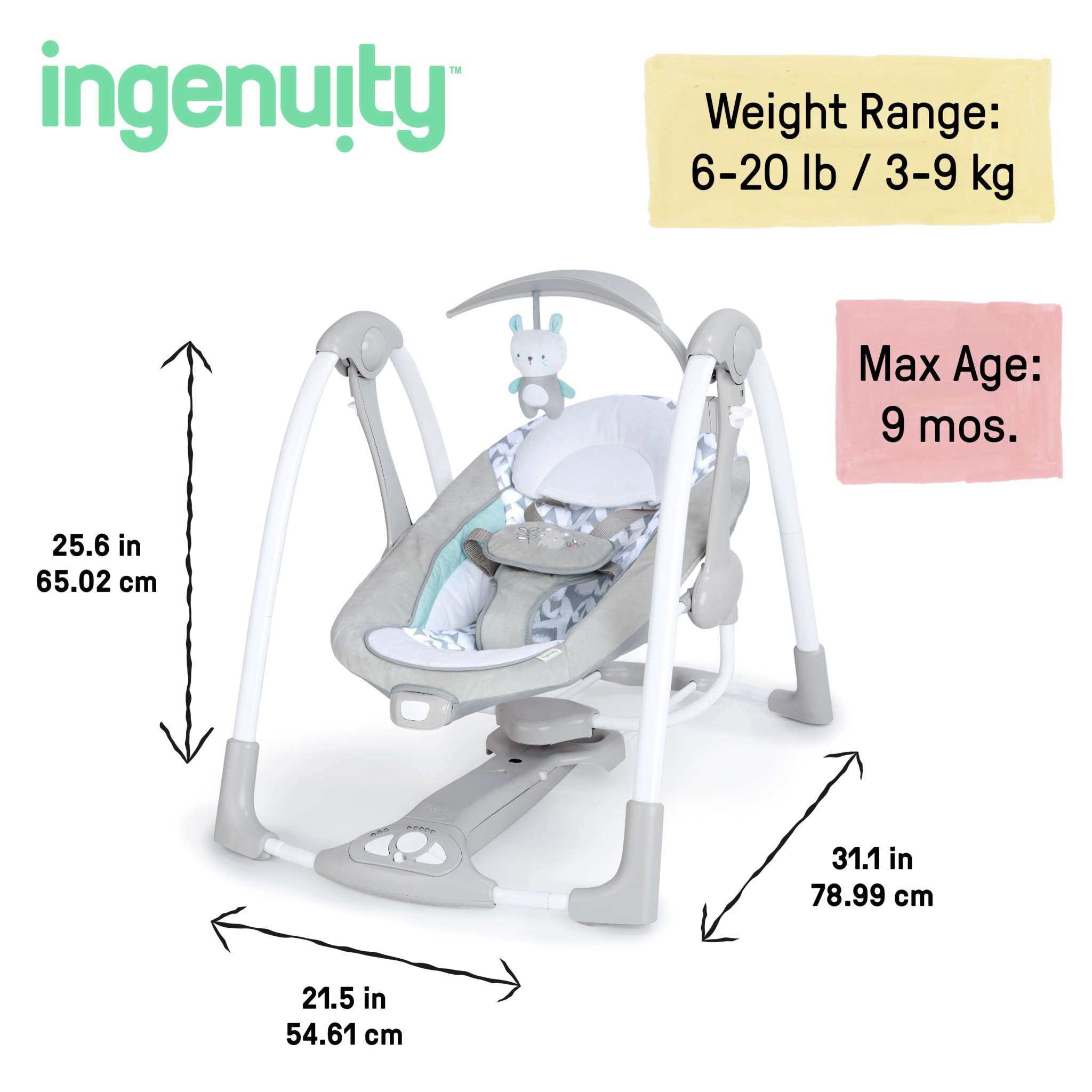 convertme swing-2-seat portable swing - raylan