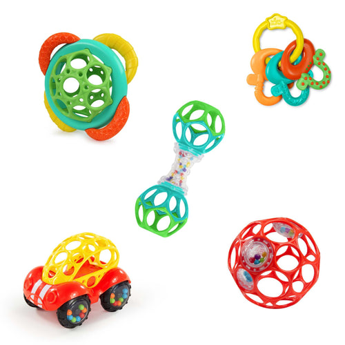 Soothers & Shakers 5 piece baby toy set with rattles and teethers for soothing and entertainment
