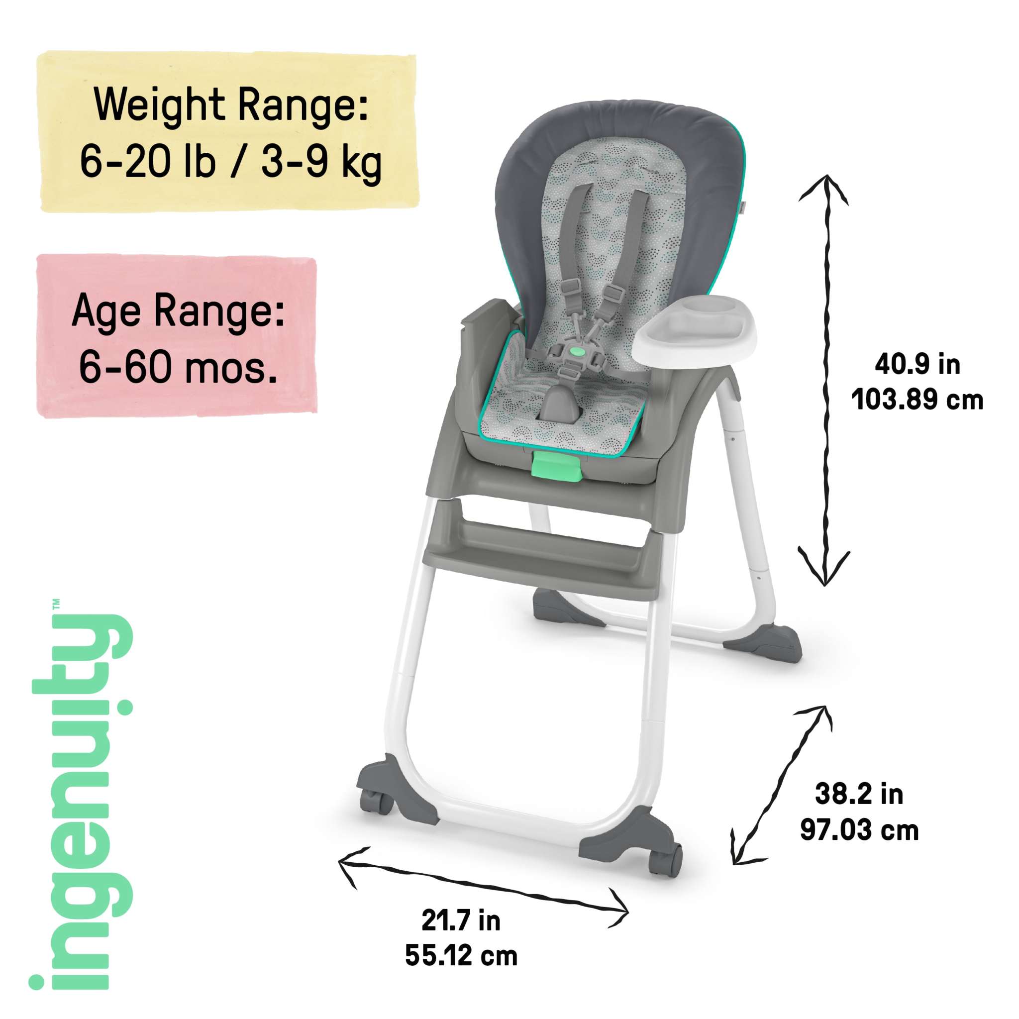 Ingenuity Full Course Convertible 6-in-1 High Chair in Astro