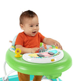 Bright Starts Tiny Trek Walker 2-in-1 jungle-themed baby walker with piano toy and music features