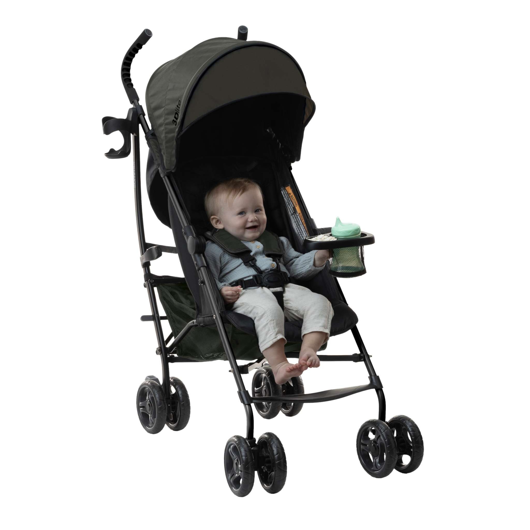 baby in a 3dlite convenience stroller green