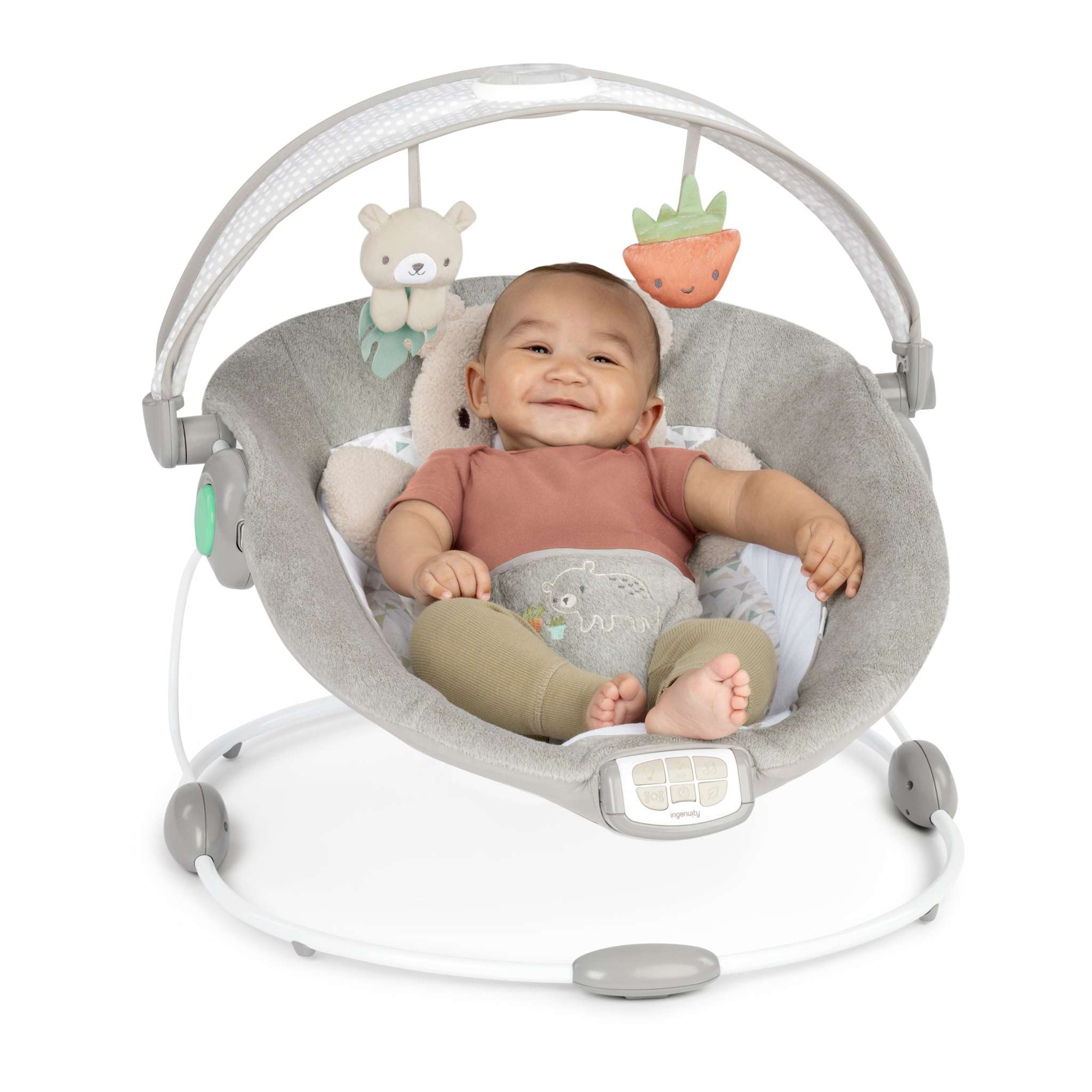 baby in a inlighten bouncer - nate