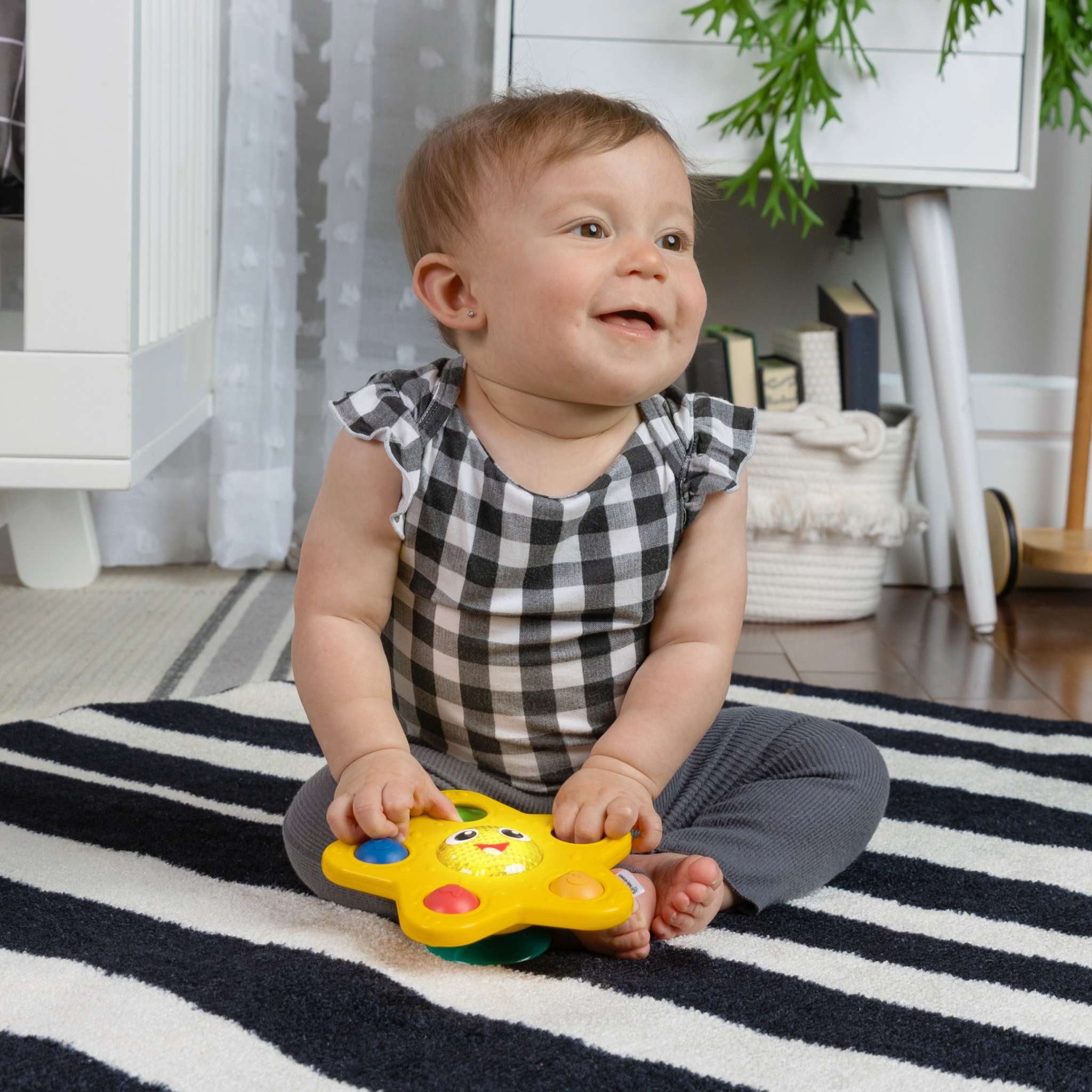 Baby Light Up Suction Cup Pop It Spinning Toy