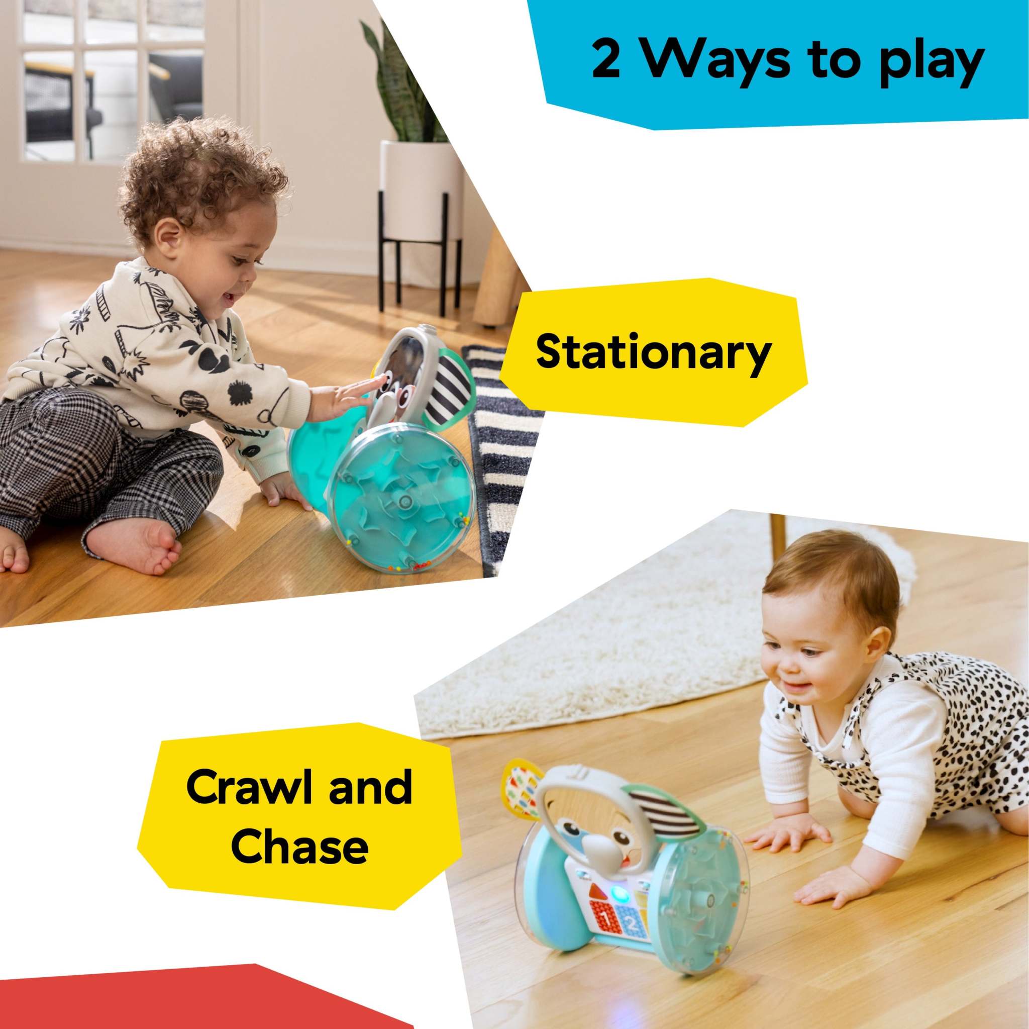 baby playing with chase & tap earl interactive crawling toy