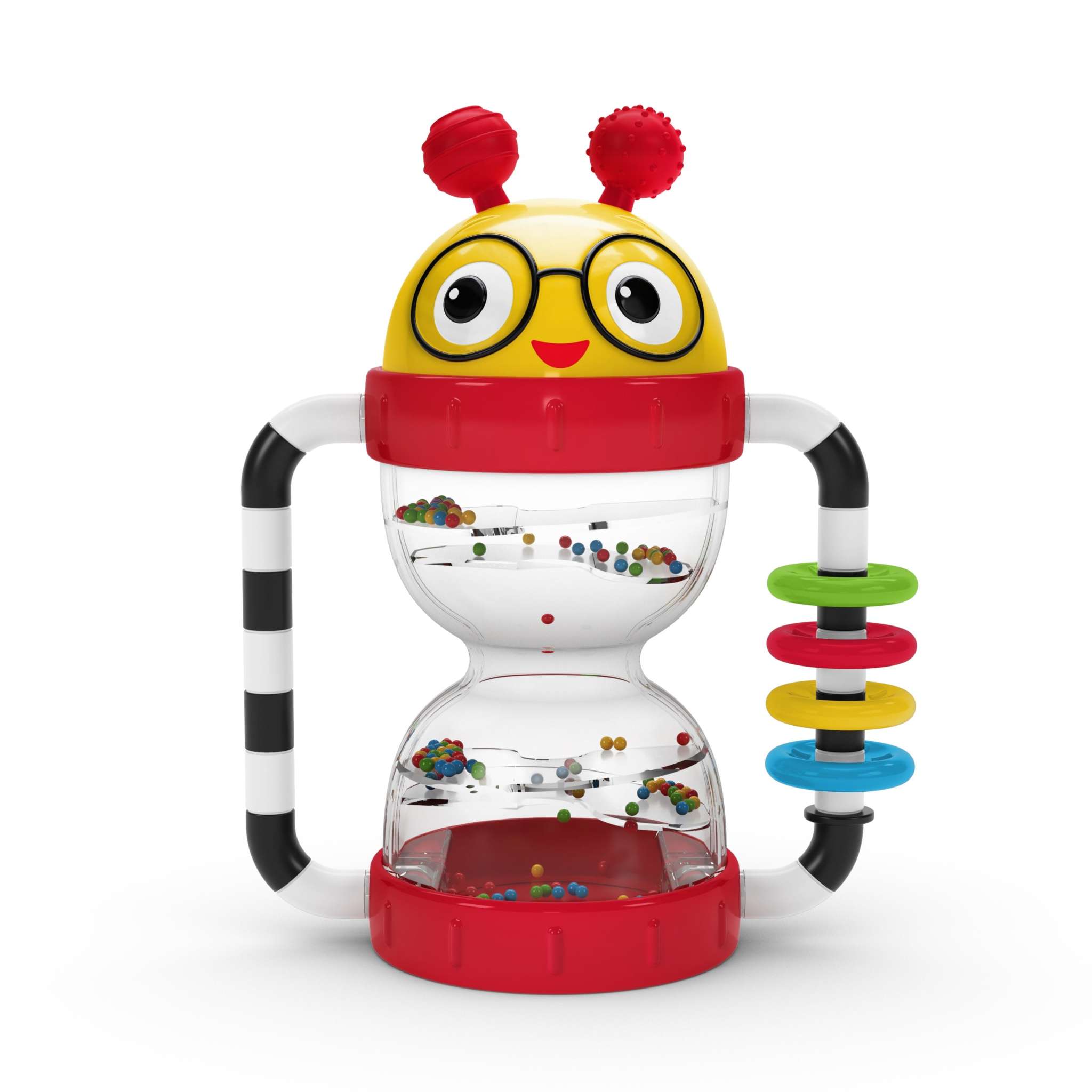 Baby sensory rattle with mirror and 5 features, colorful caterpillar toy for babies 3+ months