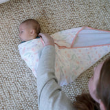 Ingenuity Farewell Fuss Adjustable Easy-Wrap Baby Swaddle 2 Pack - Posy & Comfy Bundle 2-Pack Multi-Use Swaddle Blanket Set - Posy