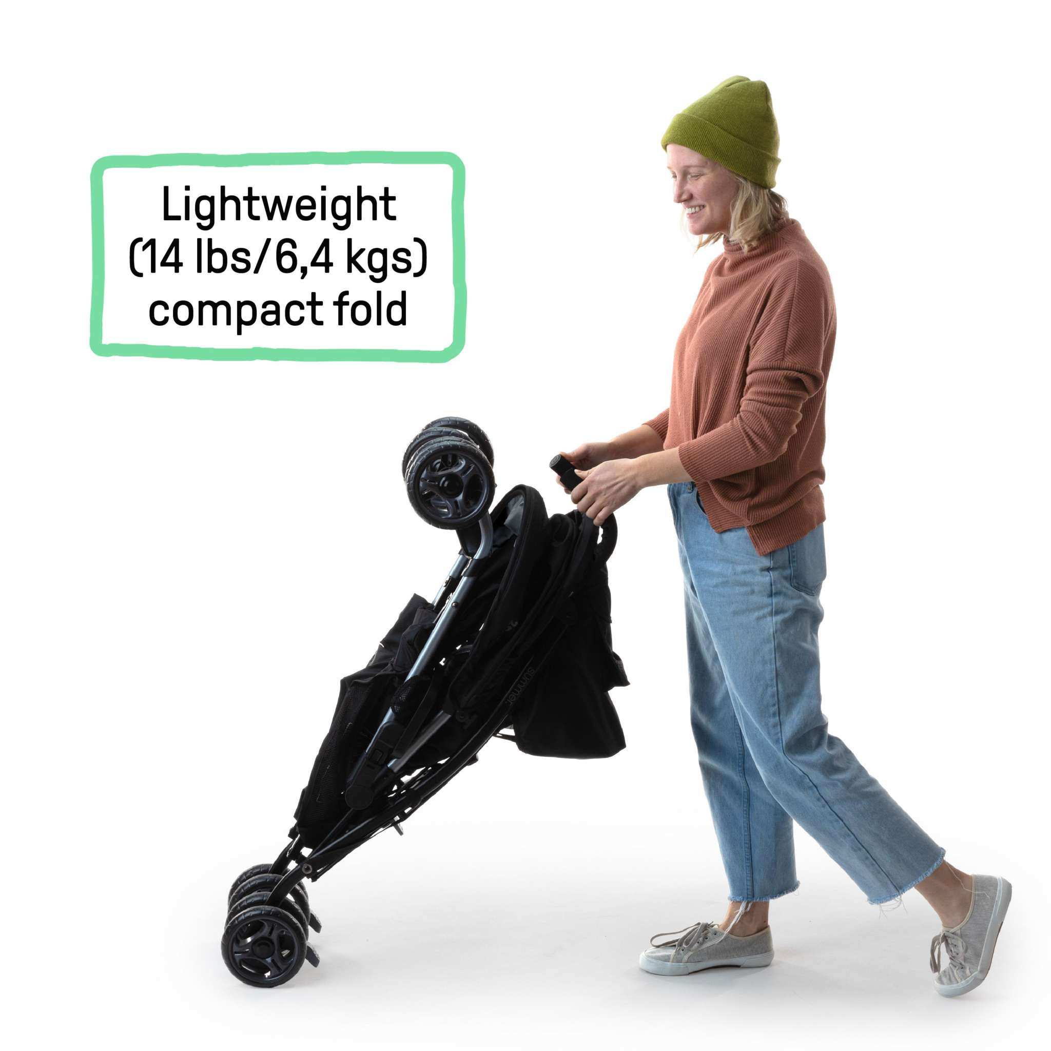 mother pushing 3dlite convenience stroller green