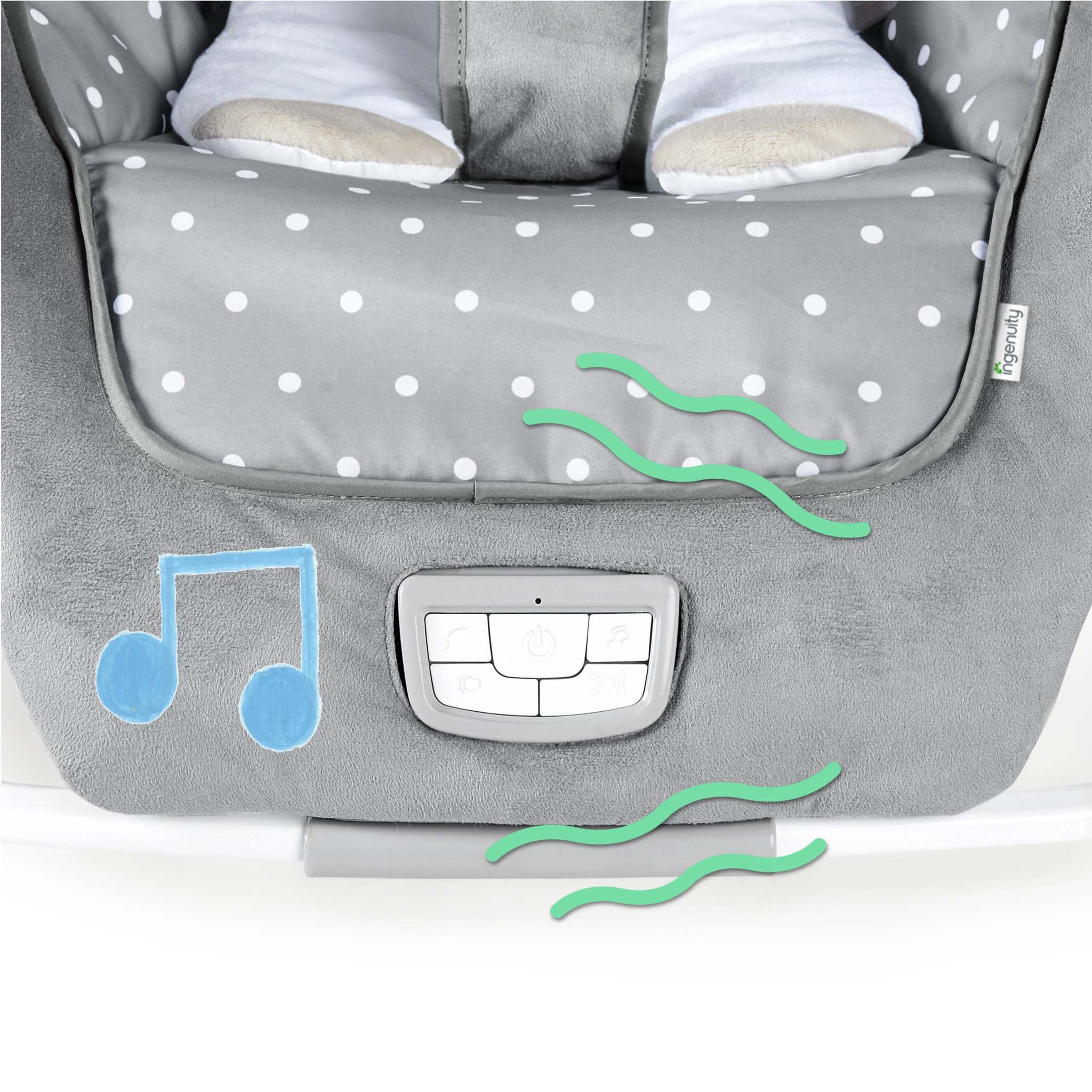 Ingenuity Cuddle Lamb Rocking Seat for newborns to toddlers with plush toys and soothing features