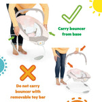 Bright Starts Pink Paradise Vibrating Baby Bouncer with toys and mirror
