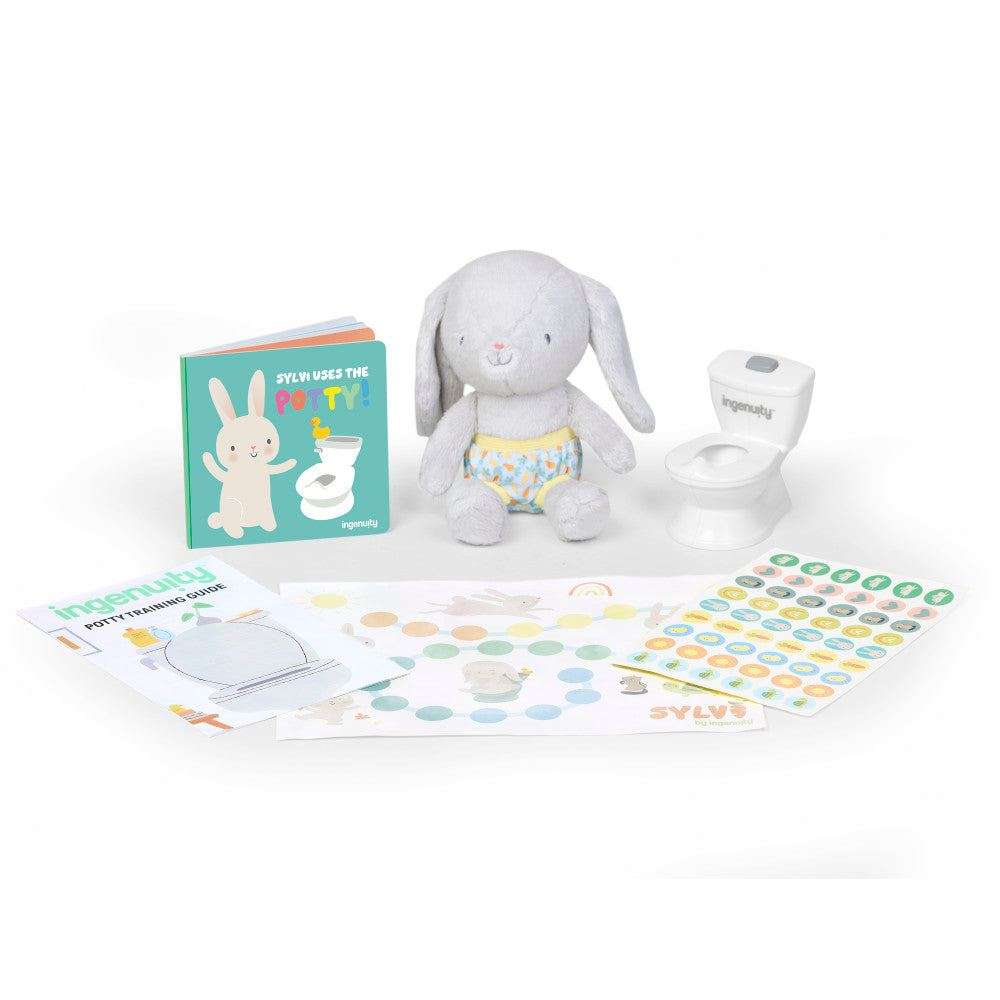 Ingenuity Sylvi Potty Training Kit with plush bunny, mini potty, storybook, and reward chart