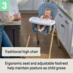 Ingenuity Proper Positioner 7-in-1 deluxe high chair promoting good posture for babies