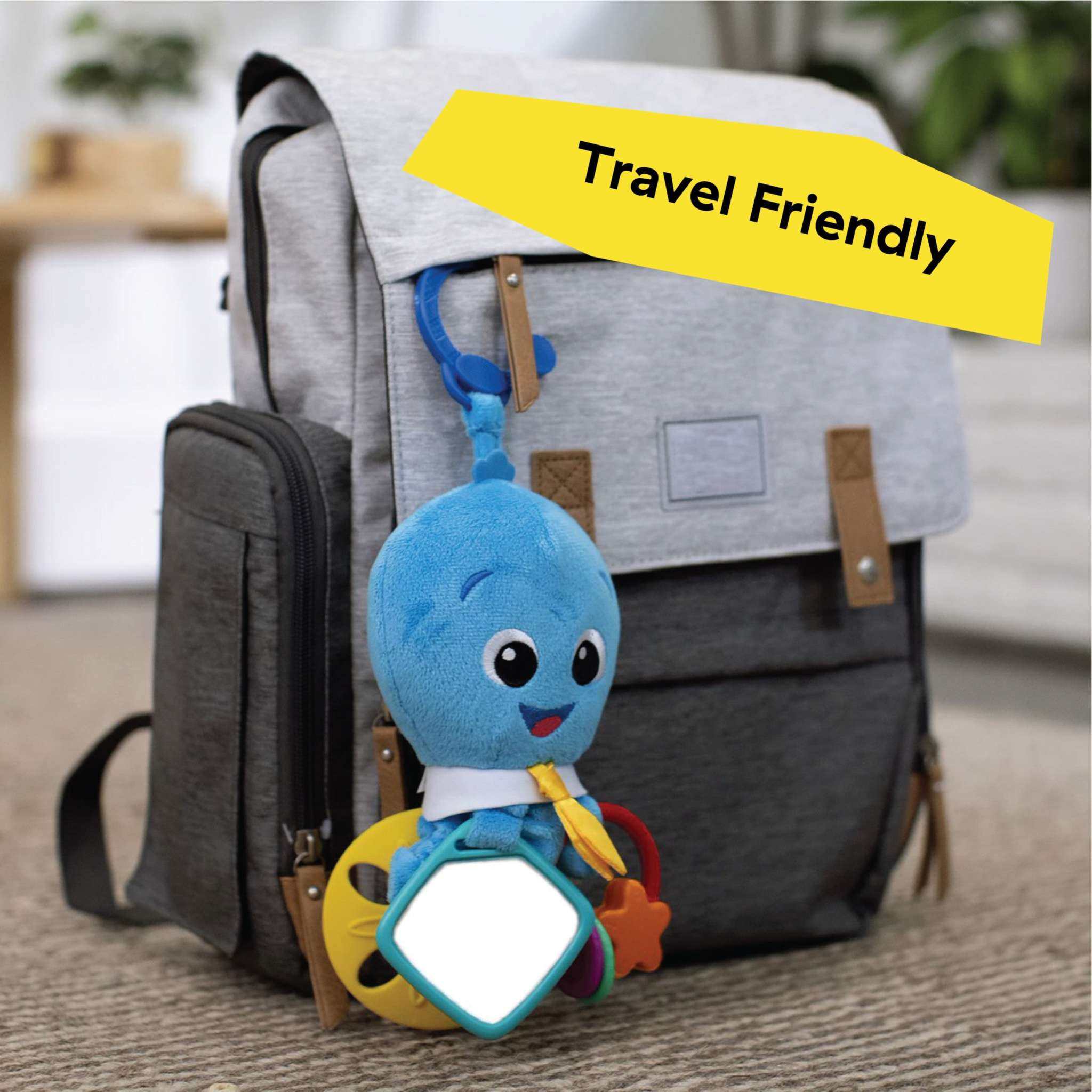 Baby Einstein plush octopus baby stroller clip on activity toy