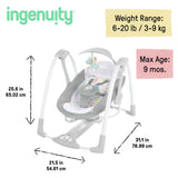 Ingenuity ConvertMe 2-in-1 Compact Portable Baby Swing 2 Infant Seat, Wimberly