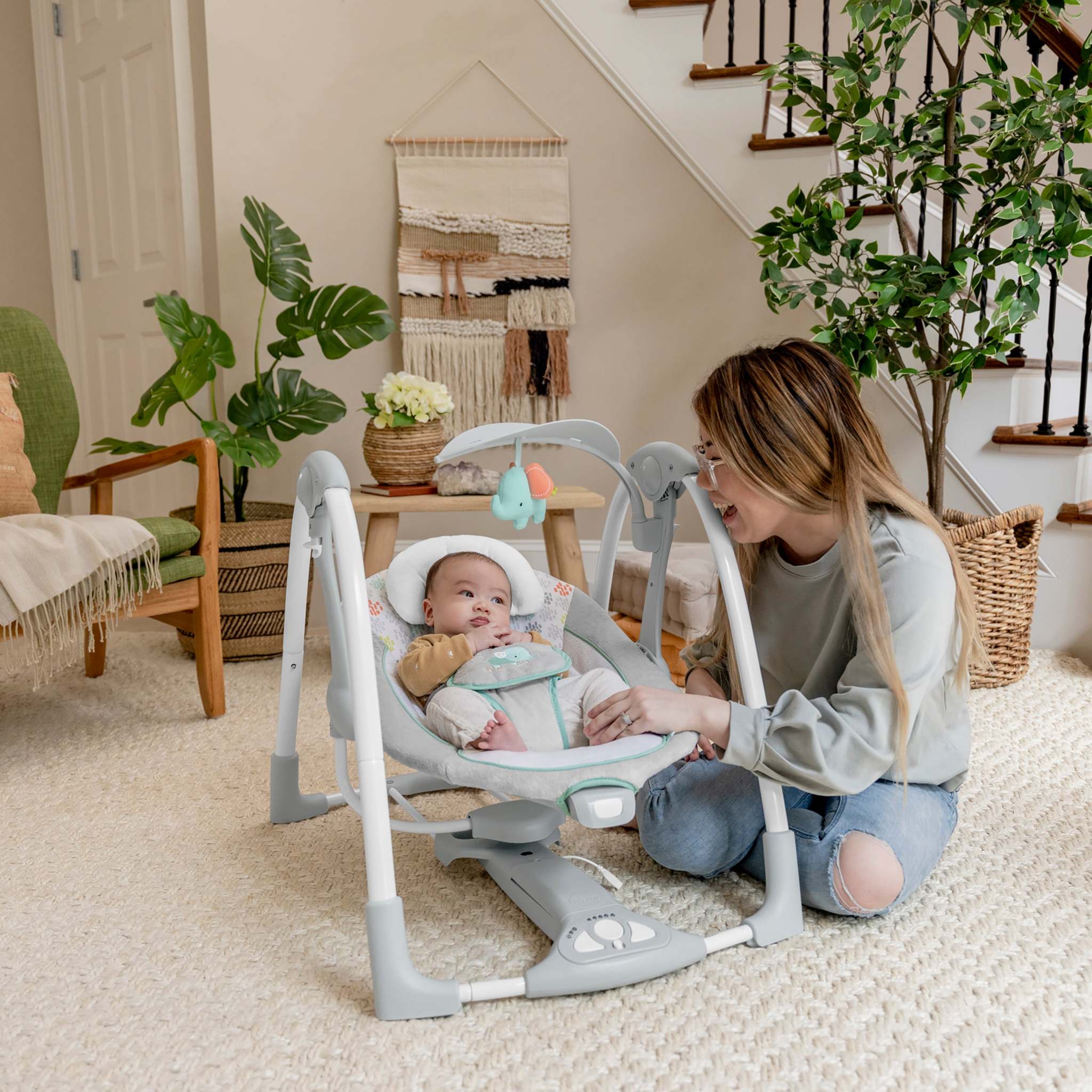 child and baby with a convertme swing-2-seat - wimberly