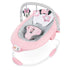 MINNIE MOUSE Rosy Skies ™ Comfy Bouncer with pink and gray design, plush pillow, Minnie Mouse ears, bow, 3-point harness, and playtime toys for infants.