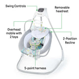 Ingenuity SimpleComfort Multi-Direction baby swing with rotating oversized seat and plush mobile
