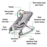 Light gray Summer 2-in-1 bouncer and rocker with toy bar and vibrations