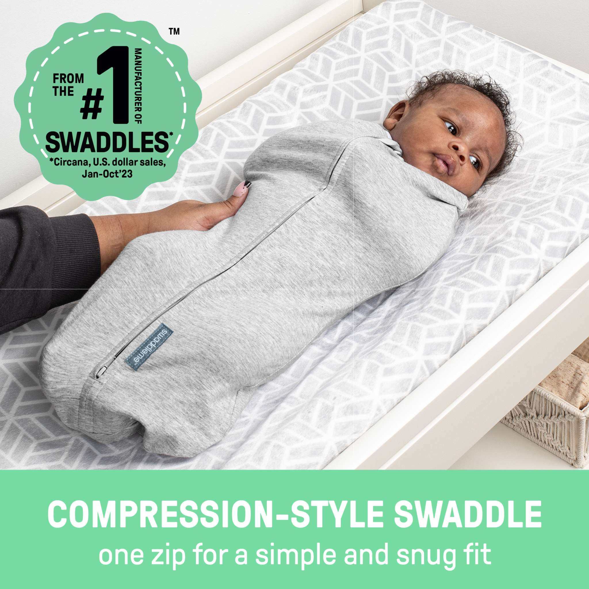 SwaddleMe by Ingenuity newborn swaddle pod zipped up size small