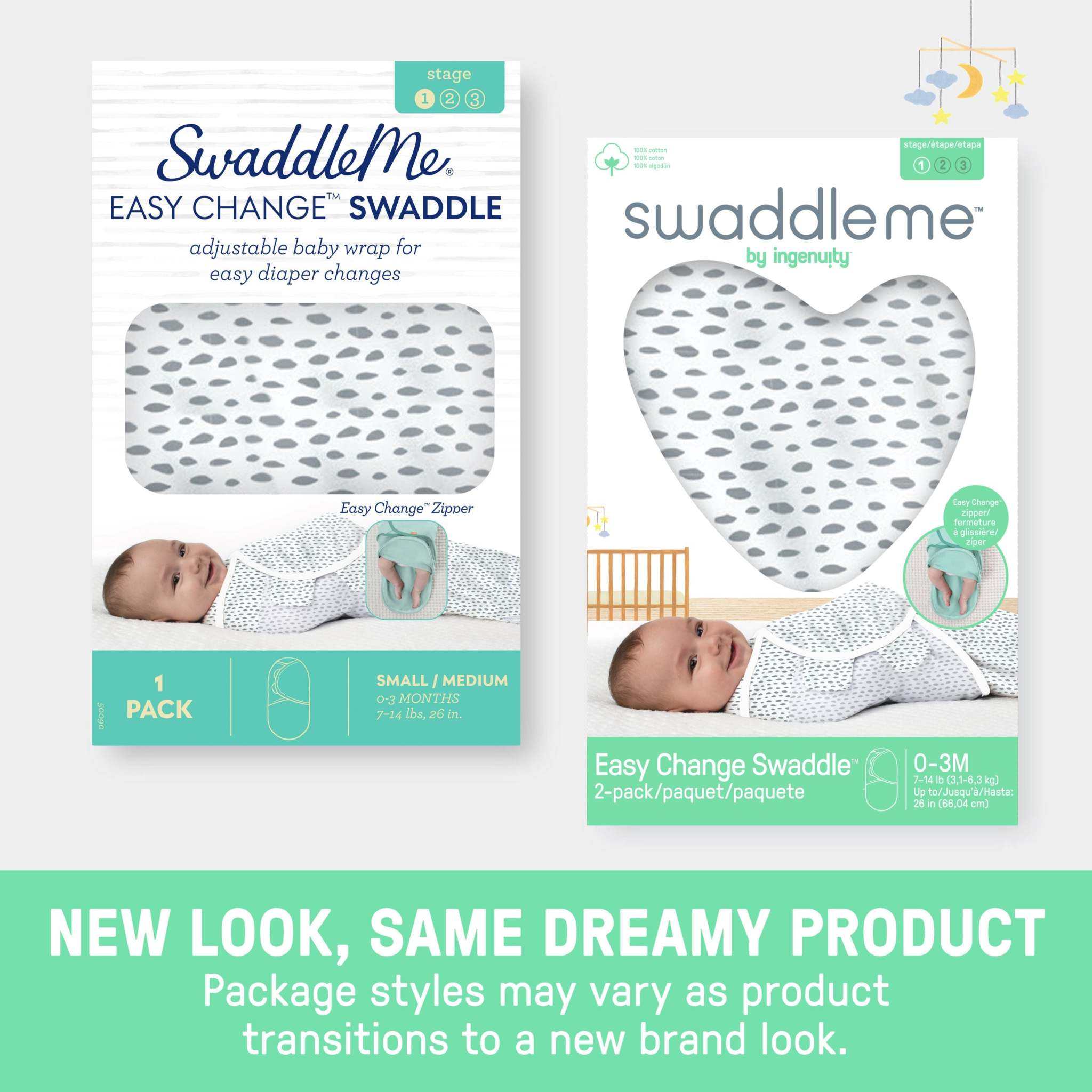 SwaddleMe by Ingenuity Easy Change Swaddle for newborns 0-3 months in Country Petal color