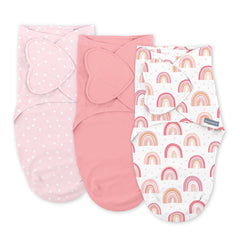 SwaddleMe by Ingenuity Monogram Collection Swaddle, Size SM, 0-3 Months, 3pk - Rainbow